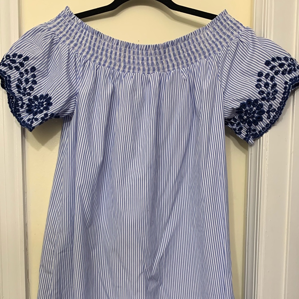 Striped white and blue dress